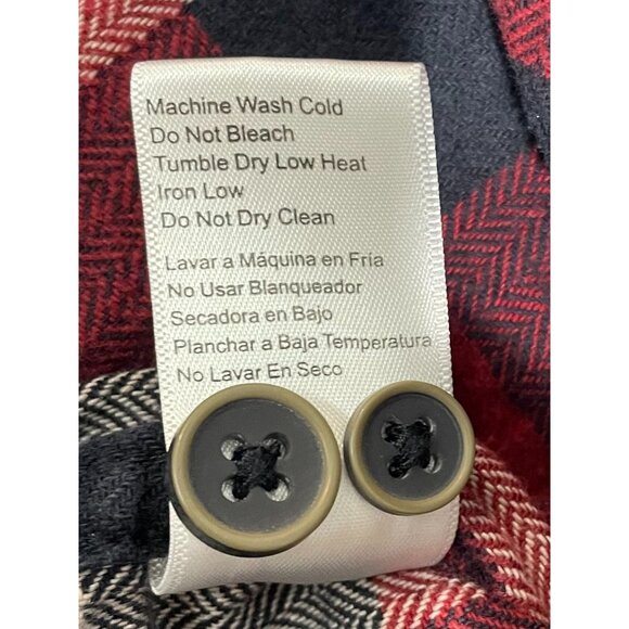 Mens Jachs Red & Navy Plaid Long Sleeve Cotton Button-Up Shirt Size L - Picture 8 of 11